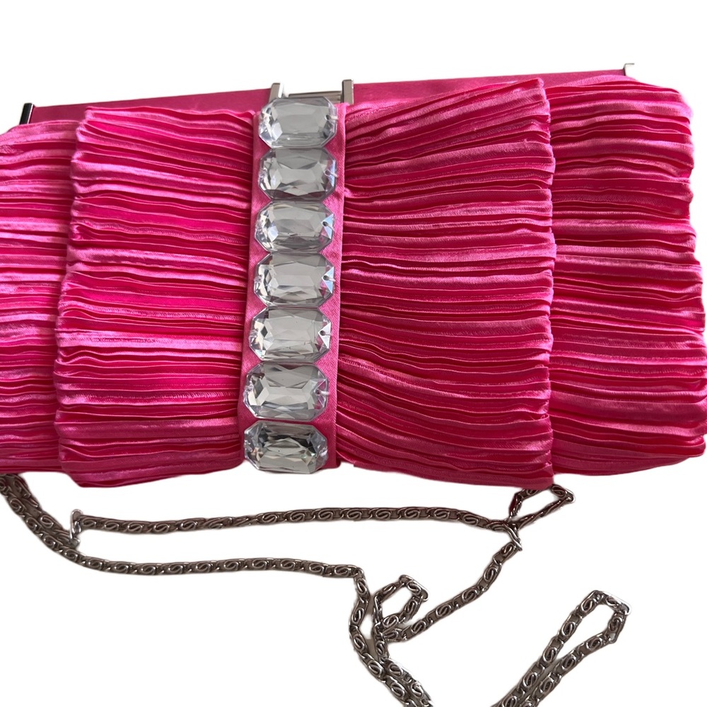 Super cute hot pink satin evening bag
